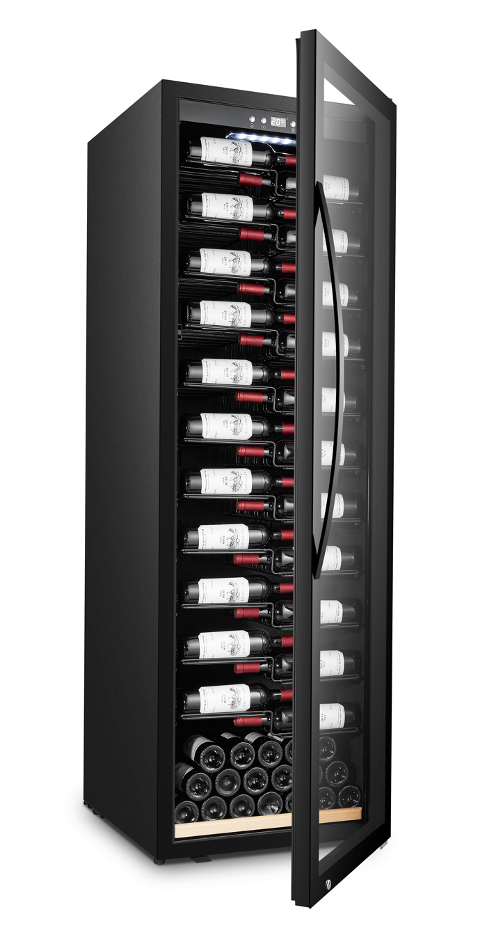 mQuvée Cantinetta vino a libera installazione - WineExpert 192 Fullglass Nero Label-view - bottiglie mQuvée Cantinetta vino a libera installazione - WineExpert 192 Fullglass Nero Label-view - bottiglie